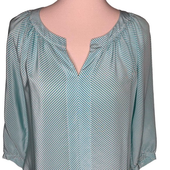 Lilly Pulitzer Silk Striped Moxy Top Blouse Size Small Blue White Style 48607 - Picture 2 of 10